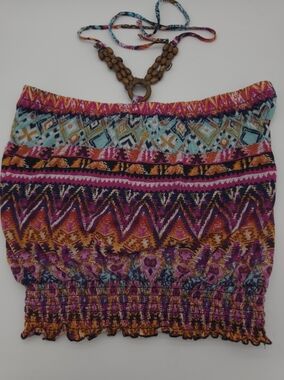 Almost Famous Multicolor Bandeau Top Medium Beaded Embellished Party Club Tank